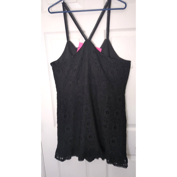 Betsey Johnson Lacy Mini Dress Black Cross Strap XXL - Picture 3 of 7